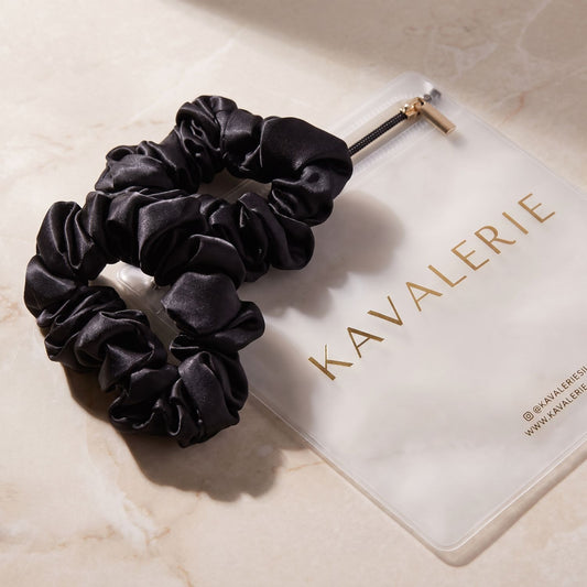 Midi Silk Scrunchie 2 Pack — Black