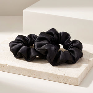 Midi Silk Scrunchie 2 Pack — Black