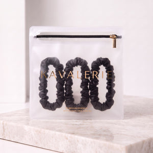 Skinny Silk Scrunchie 3 Pack — Black