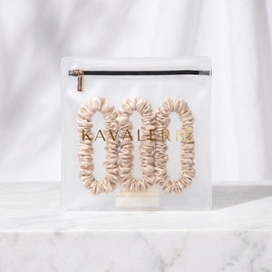 Skinny Silk Scrunchie 3 Pack — Champagne