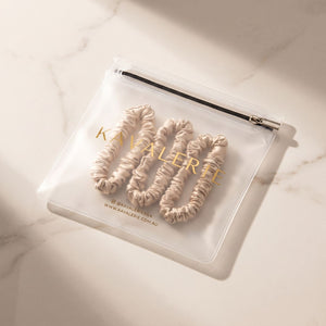 Skinny Silk Scrunchie 3 Pack — Champagne
