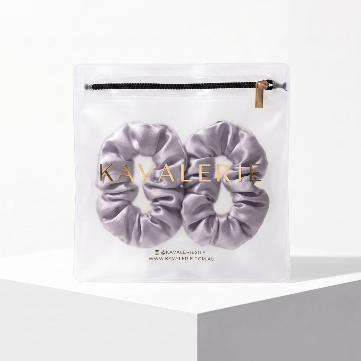 The Silk Scrunchie Trio Set — Silver-Lilac