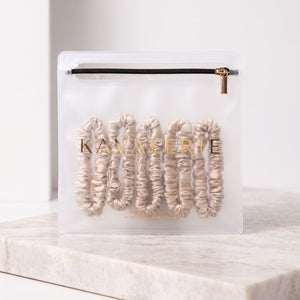 Skinny Silk Scrunchie 5 Pack — Champagne