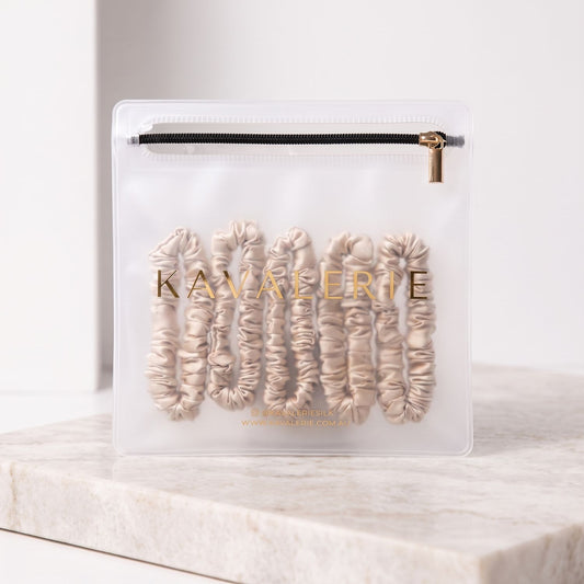 Skinny Silk Scrunchie 5 Pack — Champagne