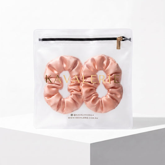 Midi Silk Scrunchie 2 Pack — Peach