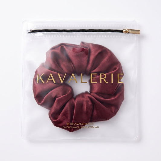 Large Silk Scrunchie Single — Maroon