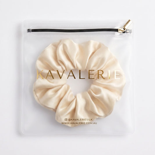 Large Silk Scrunchie Single — Ivory
