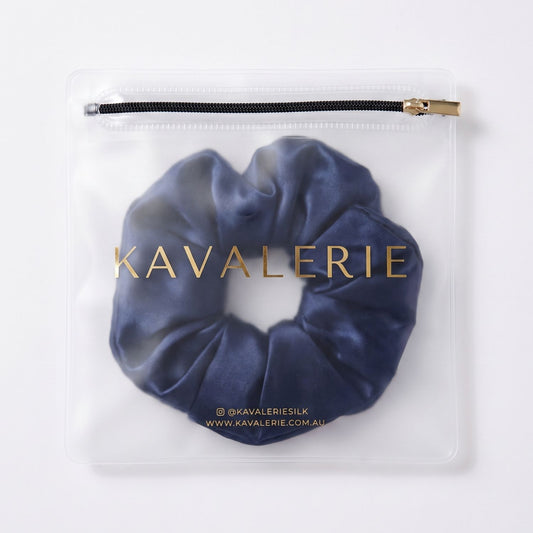 Large Silk Scrunchie Single — Navy
