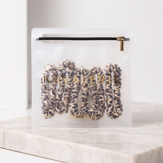 Skinny Silk Scrunchie 5 Pack — Leopard Print