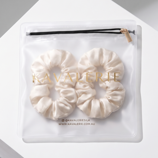 Midi Silk Scrunchie 2 Pack — Ivory
