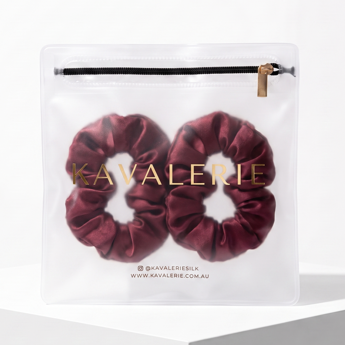 Midi Silk Scrunchie 2 Pack — Maroon