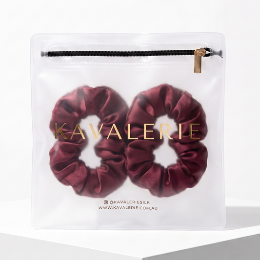 Midi Silk Scrunchie 2 Pack — Maroon