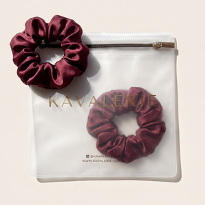 Midi Silk Scrunchie 2 Pack — Maroon