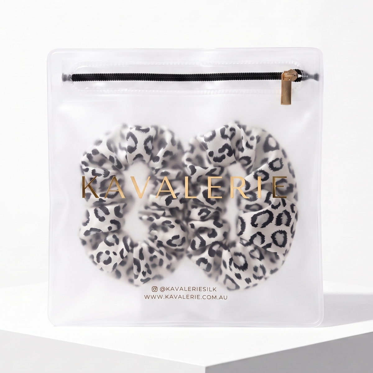 Midi Silk Scrunchie 2 Pack — Snow Leopard