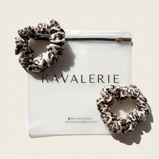 Midi Silk Scrunchie 2 Pack — Leopard Print