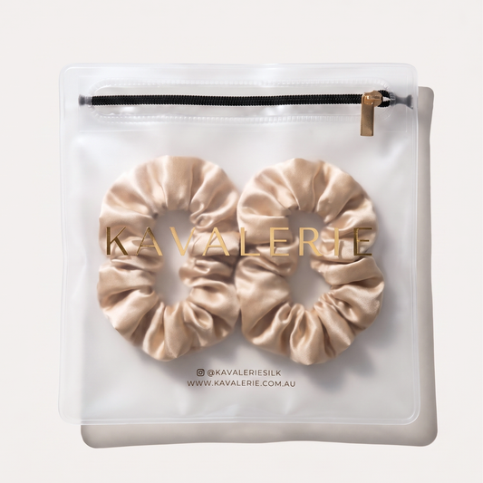 Midi Silk Scrunchie 2 Pack — Champagne