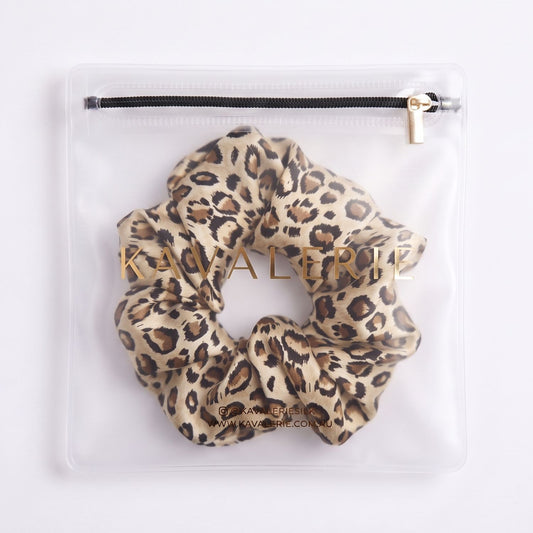Large Silk Scrunchie Single — Leopard Print
