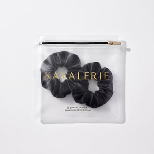 Midi Silk Scrunchie 2 Pack — Black
