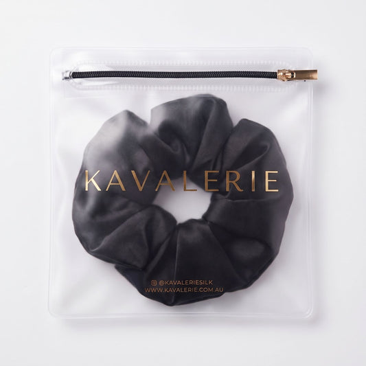 Large Silk Scrunchie Single — Black