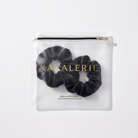 Midi Silk Scrunchie 2 Pack — Black