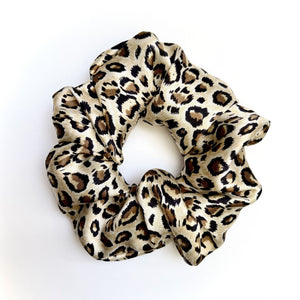 100% Silk Large Scrunchie - Leopard Print - Kavalerie - SCRUNCHIE -