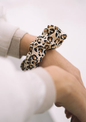 100% Silk Large Scrunchie - Leopard Print - Kavalerie - SCRUNCHIE -