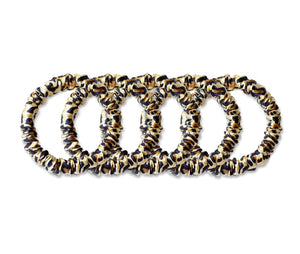 100% Silk Skinny Scrunchies 5 Pack - LEOPARD - Kavalerie - SCRUNCHIE -