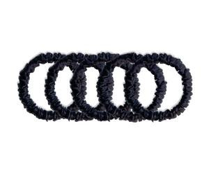 100% Silk Skinny Scrunchies 5 Pack - BLACK - Kavalerie - SCRUNCHIE -